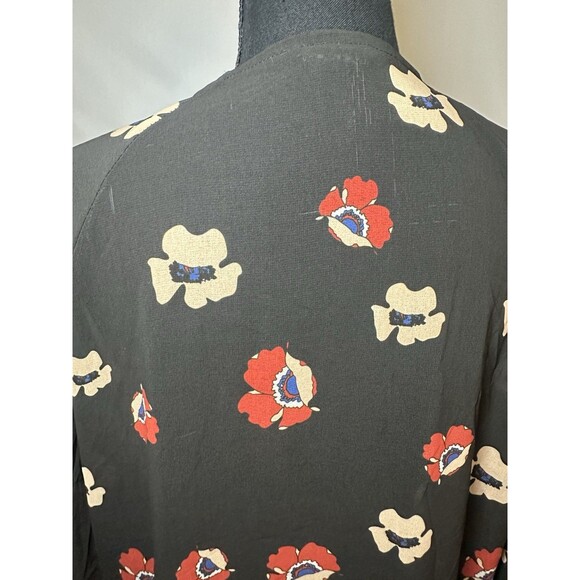 Haoduoyi Fringe 3/4 Sleeve Black Floral Sheer Kimono Women's Boho‎ MEDIUM - Picture 7 of 13